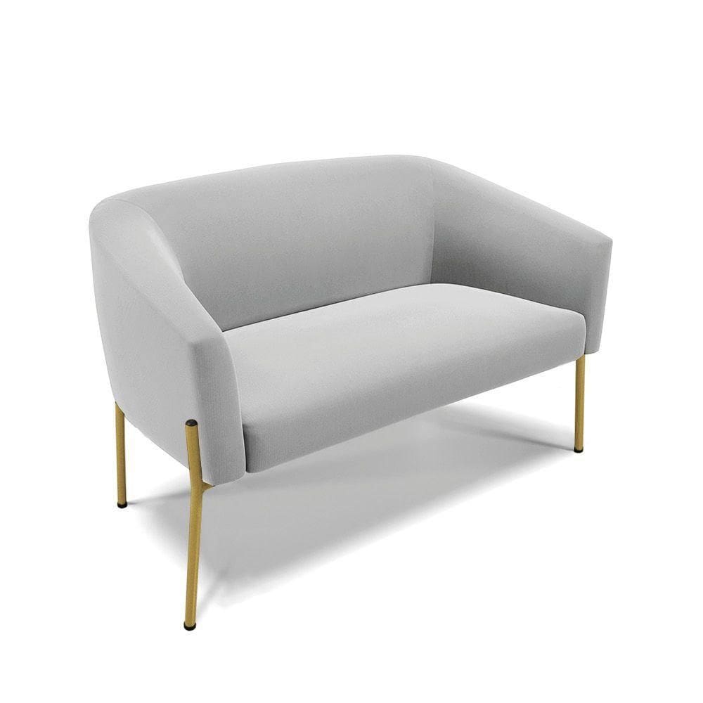 Sofá Namoradeira 2 Lugares Pé De Ferro Dourado Stella Suede Cinza D03 - D`rossi