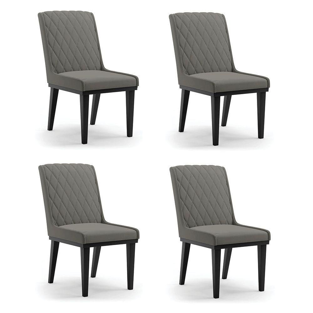 Cadeira Sala De Jantar Base Madeira Preto Kit 4 Sofia Suede Grafite D03 - D`rossi
