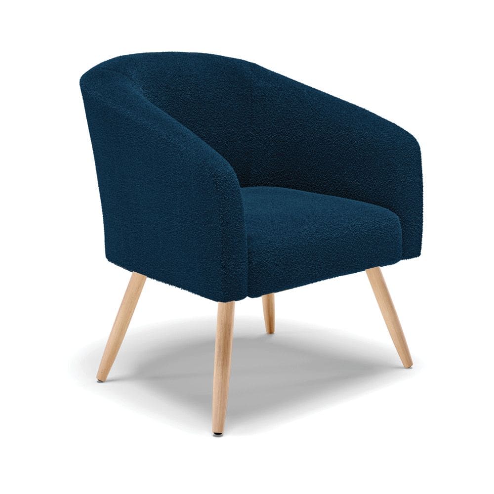 Poltrona Decorativa Pé Palito Natural Stella Bouclê Azul D03 - D`Rossi
