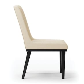 Cadeira Sala De Jantar Base Madeira Preto Kit 10 Sofia Linho D03 - D`rossi Cor Bege