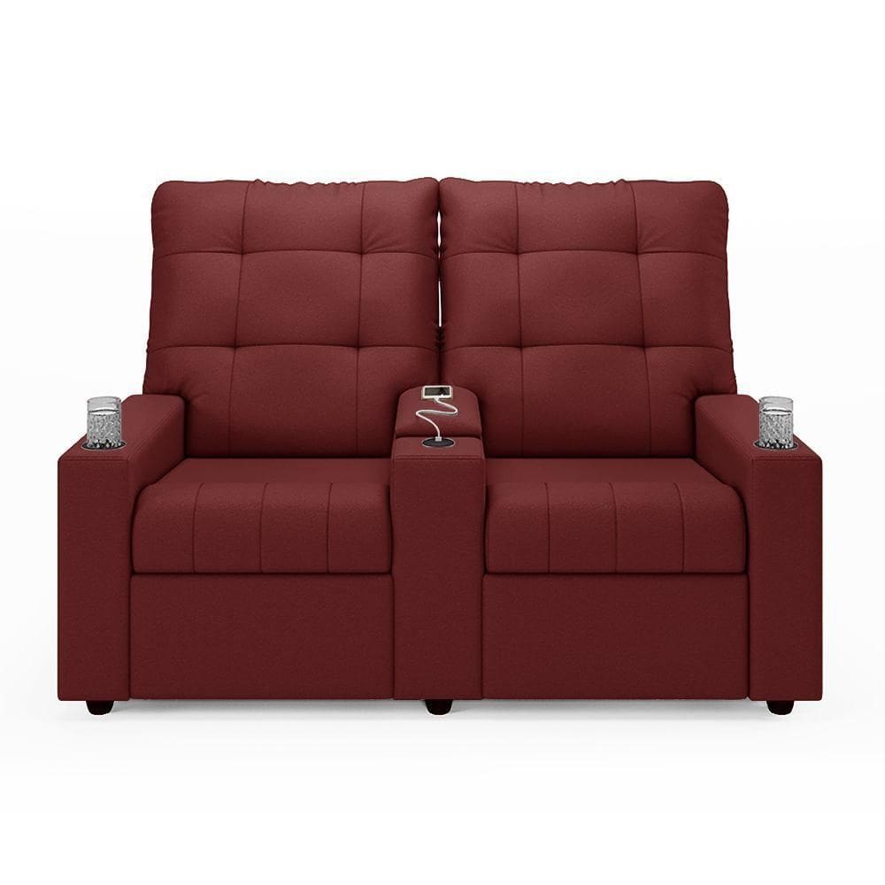 Poltrona Do Papai Reclinável Sala De Cinema 2 Lugares Manual Baú Usb Pu Vermelho