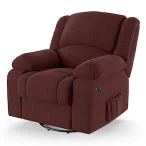Poltrona Do Papai Reclinável Melim Glider Giratória Usb Veludo Vinho Fh1 - D`rossi
