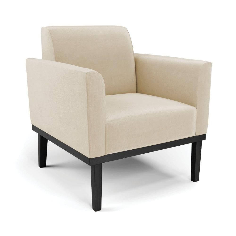 Poltrona Base De Madeira Fixa Preto Marisa Suede - D`Rossi Bege