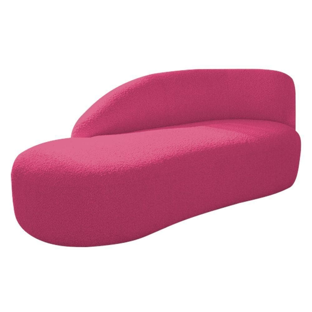 Divã Recamier Curvo Luna 185cm Lado Esquerdo Suede - Doce Sonho Móveis Cor Pink