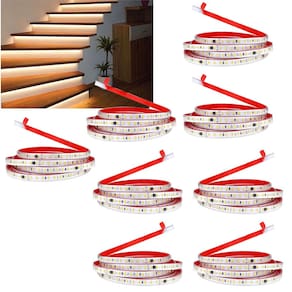 Fita de Led 3000K SMD 127V 3 Metros Fita Dupla Face Kit 8 Unidades Plug Conector Perfil Gesso Sanca Espelho Jardim Escada Iluminaçao