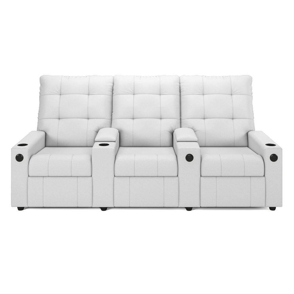 Poltrona Reclinável Para Cinema Parma 3 Lugares Baú Usb Pu Branco Fh1 - D`rossi