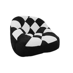 Poltrona Redonda Tipo Puff Dama Suede Preto E Branco - D`rossi