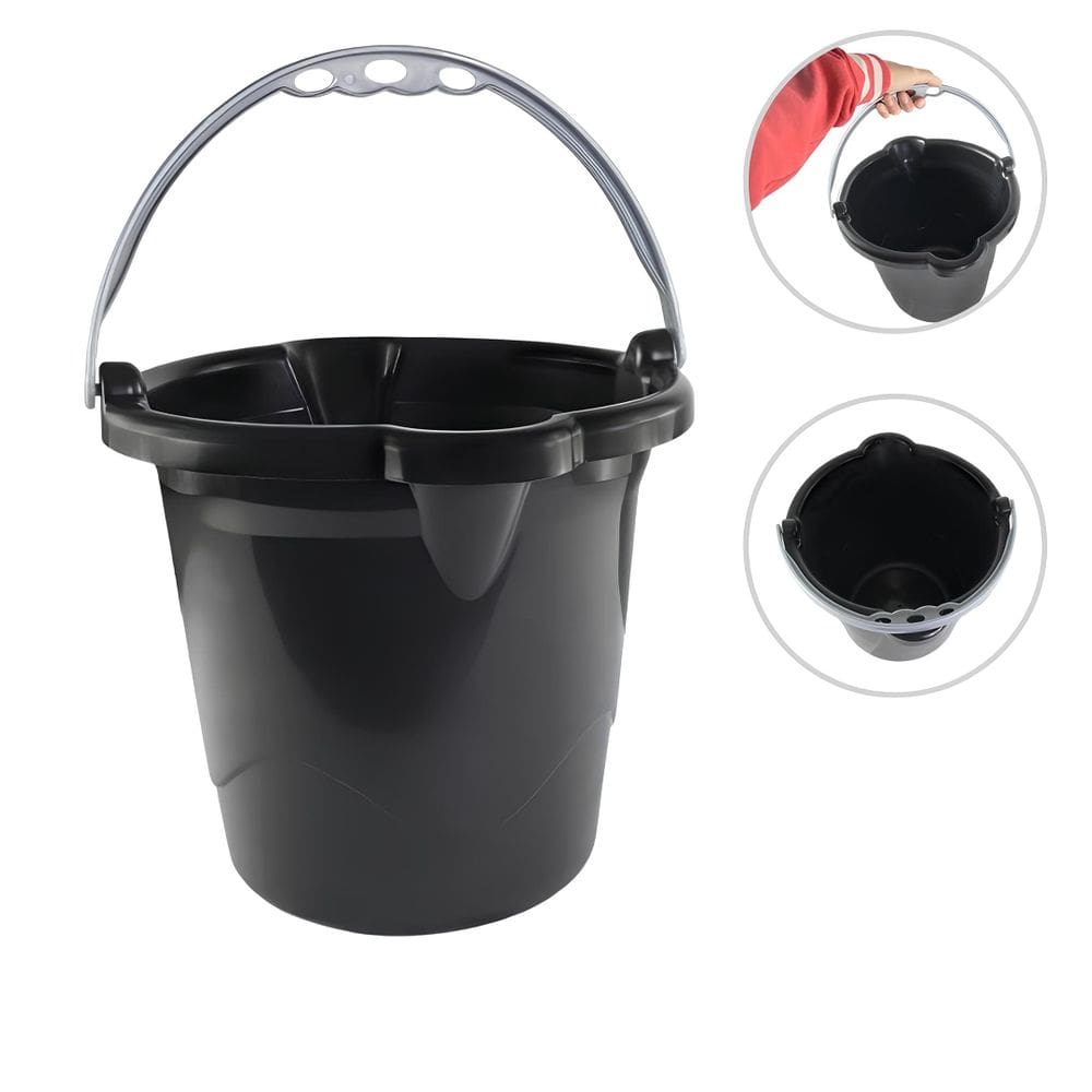 Balde 8,5 Litros Preto C/ Alça Limpeza Domestica Preto Faxina Jardinagem Redondo Material Resistente Duravel