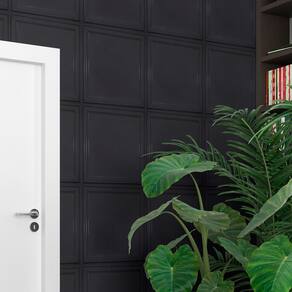 Kit c/10 Placas Decorativas PVC Boiserie efeito Gesso Preto Alto Relevo Lavavel Sala 50cm x 50cm