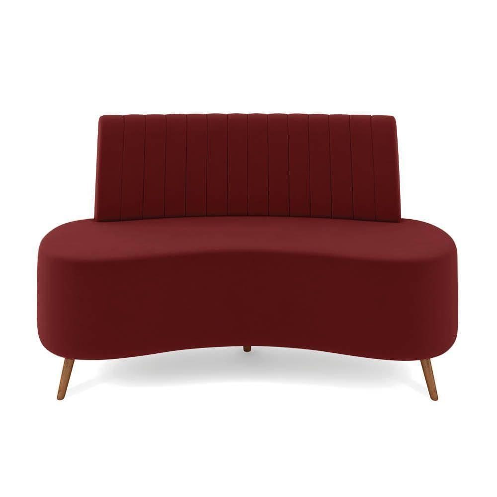Sofá 2 Lugares Living 160cm Pé Palito Maraú Veludo K01 - D`rossi Cor Vermelho
