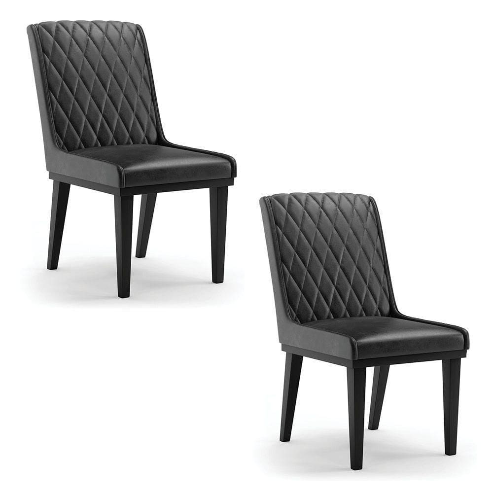 Cadeira Sala De Jantar Base Madeira Preto Kit 2 Sofia Sintético Pu D03 - D`rossi Cor Preto
