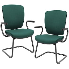 Kit 2 Cadeiras De Escritório Fixa Executiva Office Preto Slim Alta Flexi P03 PoliésterVerde -Lyam