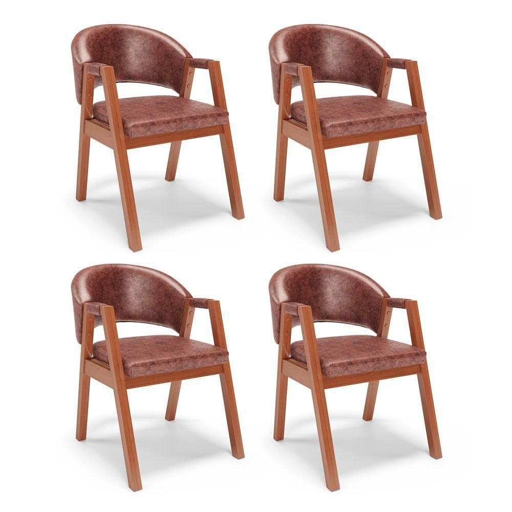 Kit 04 Cadeiras De Jantar E Living Anisha Estofada Couríssimo Marrom Cleveland - Desk Design