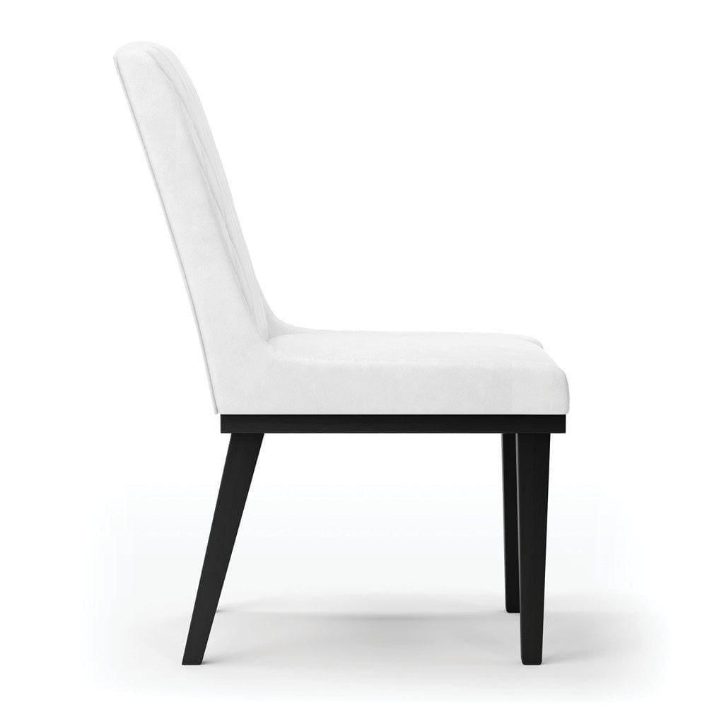 Cadeira Sala De Jantar Base Madeira Preto Kit 8 Sofia Sintético Pu D03 - D`rossi Cor Branco