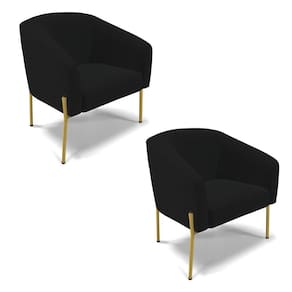 Poltrona Pé De Ferro Dourado Kit 2 Stella Linho D03 - D`rossi Cor A79 Preto