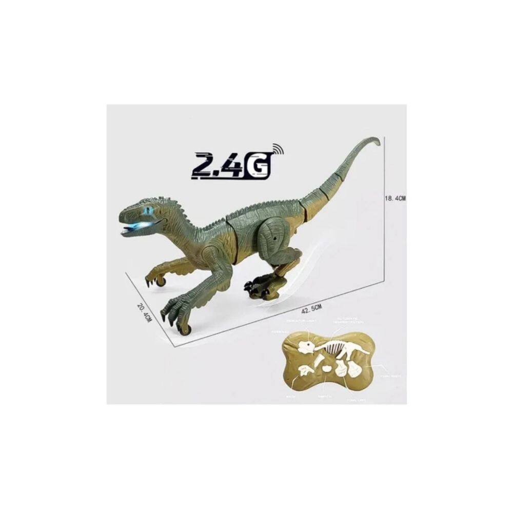 Dinosaur Velociraptor de controle remoto com luzes e som
