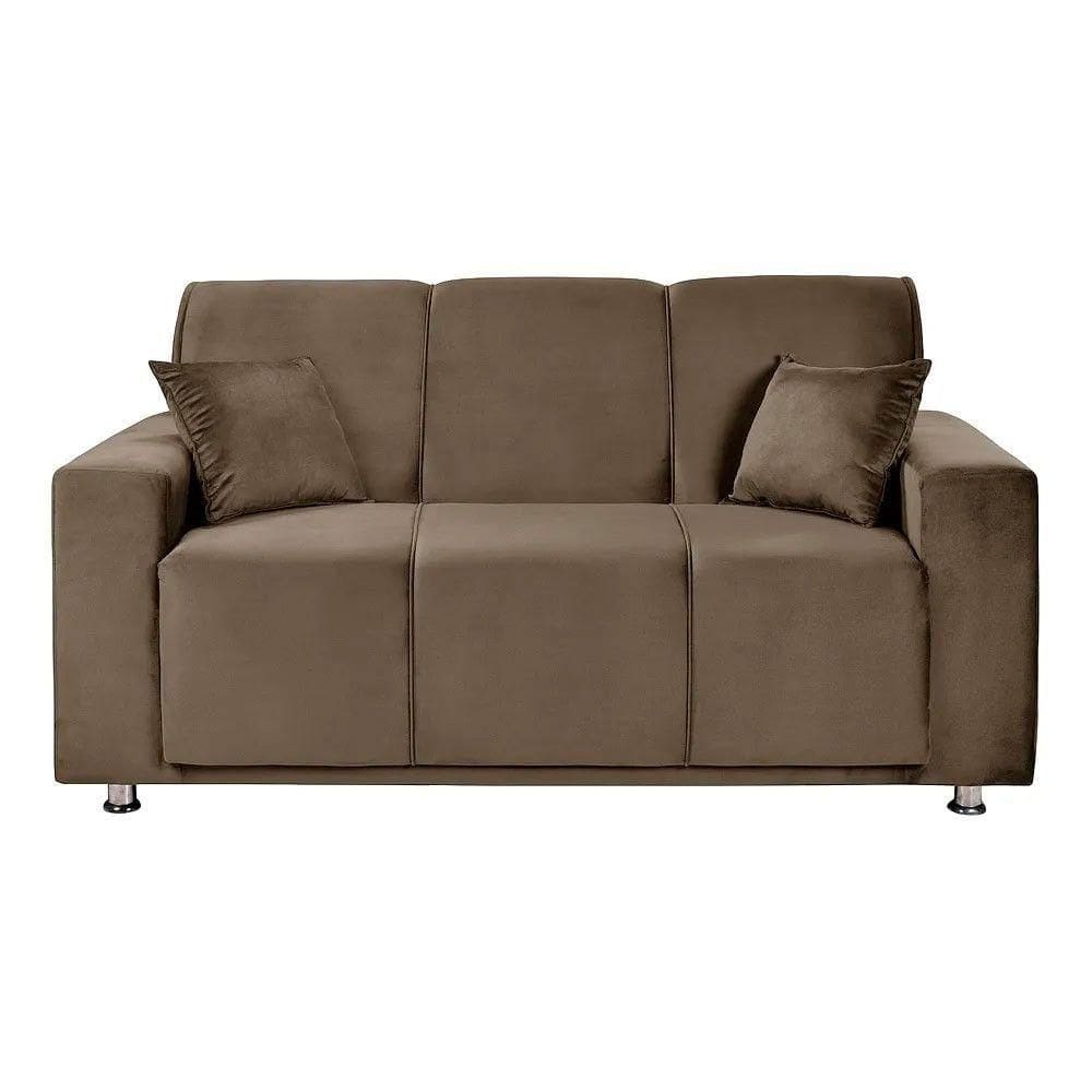 Sofá 3 Lugares Tokyo Veludo Marrom Shop Das Cabeceiras Marrom