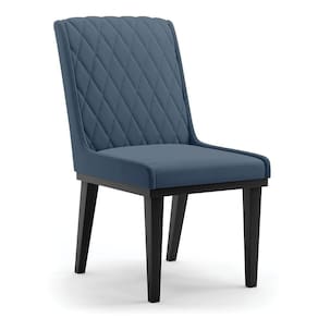 Cadeira Sala De Jantar Base Madeira Preto Sofia Suede Azul Marinho D03 - D`rossi