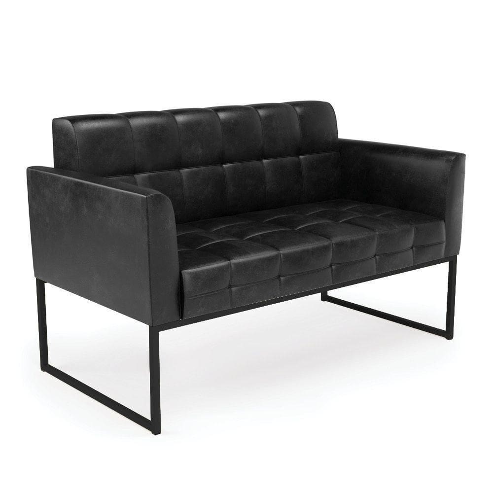 Sofá Namoradeira Elisa Corano Base Metálica Industrial Preto - D`rossi Preto