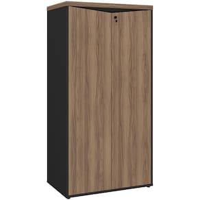 Armário Para Escritório 160cm 02 Portas Com Chave Unik A02 Nogal Preto