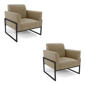 Kit 2 Poltronas Base Industrial Alta Preto Marisa Suede Marrom Rato D03 - D\`rossi