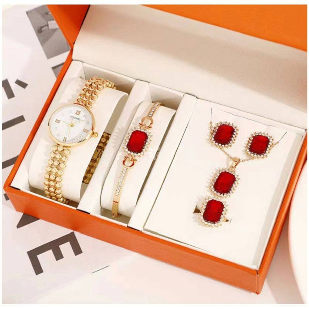 Conjunto de joias, relógio feminino exclusivo de luxo, pulseira com pingente