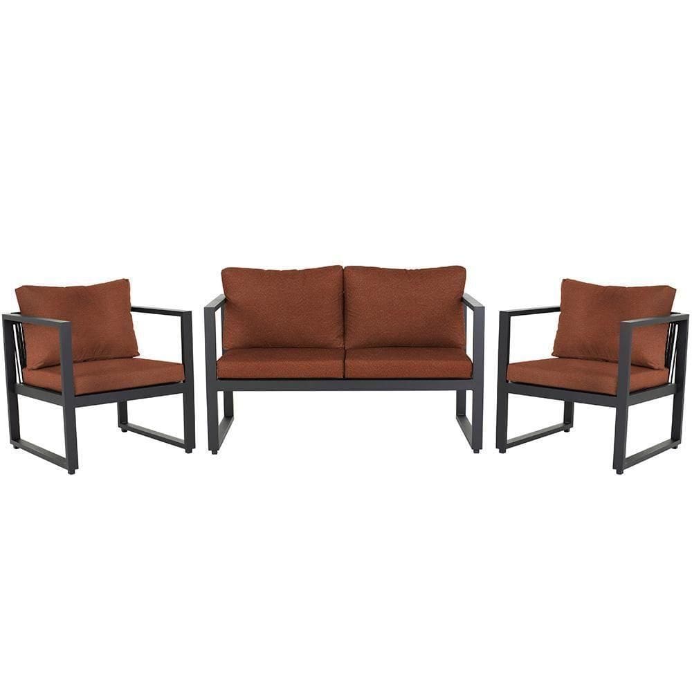 Conjunto Sofá Para área Externa Londres Slin Corda Nautica Preta - Sofá 2 Lugares E 2 Poltronas A07