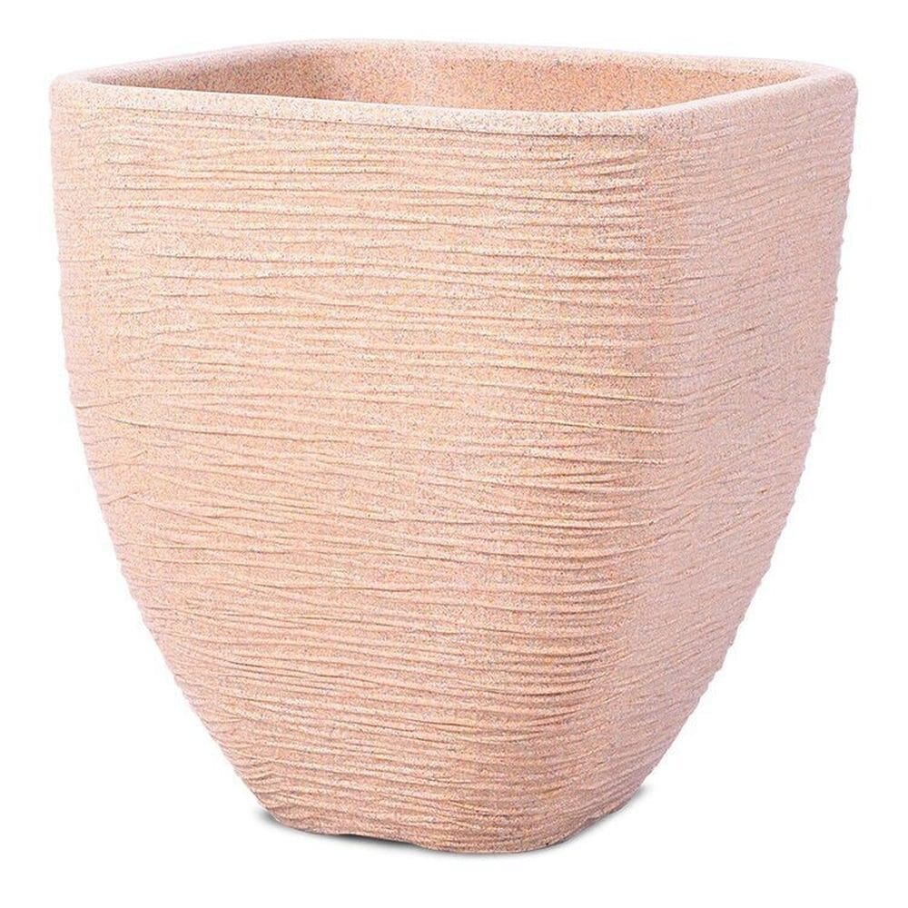 Conjunto de 10 Vasos Decorativo Quadrado Nice 28 Jardim e Varanda Bege