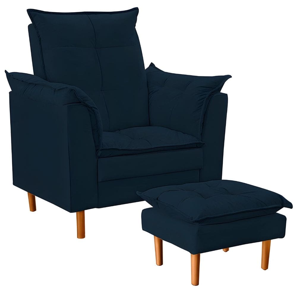 Poltrona De Amamentação Com Puff Quarto de Bebê Anny Suede