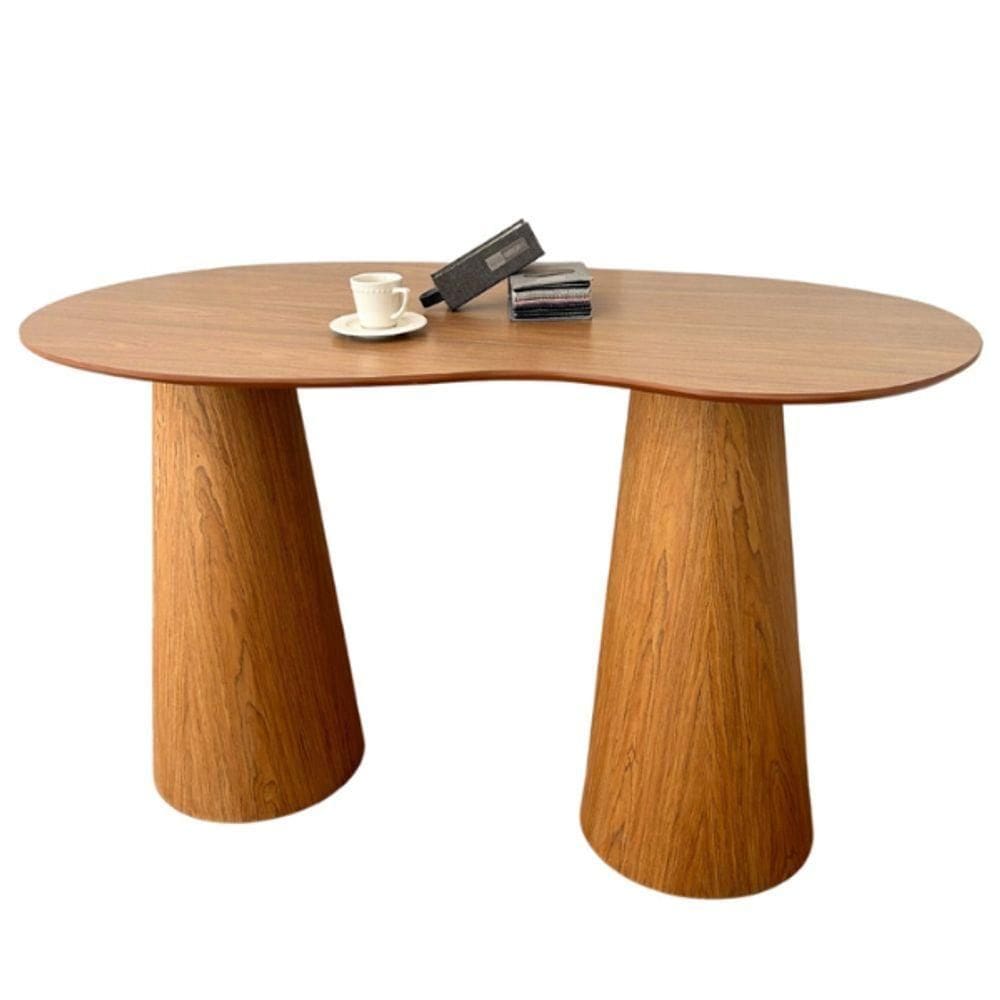 Mesa Bistrô Balcão Cone Duplo137x90 Orgânica Tampo Freijó Base Freijó Cor Marrom