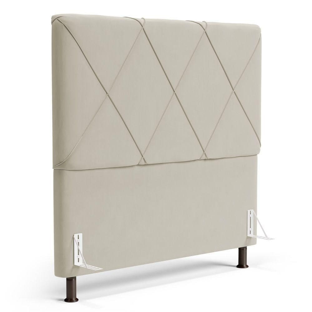 Cabeceira Cama Box Casal Queen Size Mel 160cm Com Frame Suede Bege - Desk Design