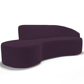 Sofá 3 Lugares Curvo Sala De Estar Living Firenze Direito D02 Veludo Roxo 230 Cm C-292 - Lyam