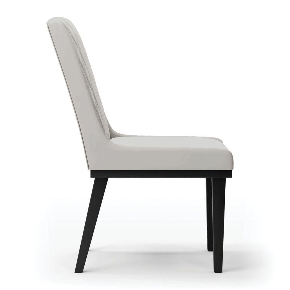 Cadeira Sala De Jantar Base Madeira Preto Kit 8 Sofia Veludo D03 - D`rossi Cor Cinza