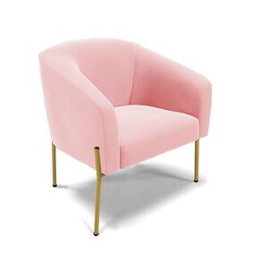 Poltrona Pé De Ferro Dourado Sala De Estar Stella Suede D03 - D`rossi Cor Rosa Bebê