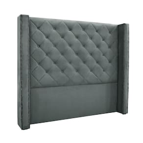 Cabeceira Cama Box King 195cm E Recamier Vicenza Veludo Cinza S04 - D`rossi
