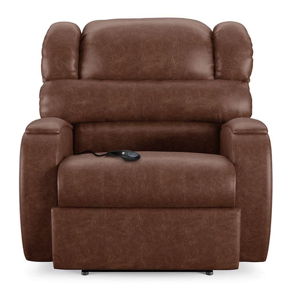 Poltrona Do Papai Sala De Cinema Reclinável Manchester Controle Elétrico Pu Marrom Brilho