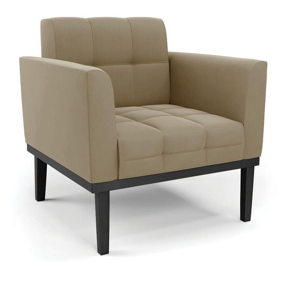 Poltrona Base De Madeira Fixa Preto Elisa Suede Marrom Rato D03 - D`rossi