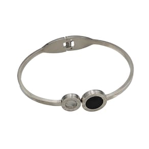 Pulseira Feminina Bracelete Em Aço Inoxidável Com Strass Elegantes