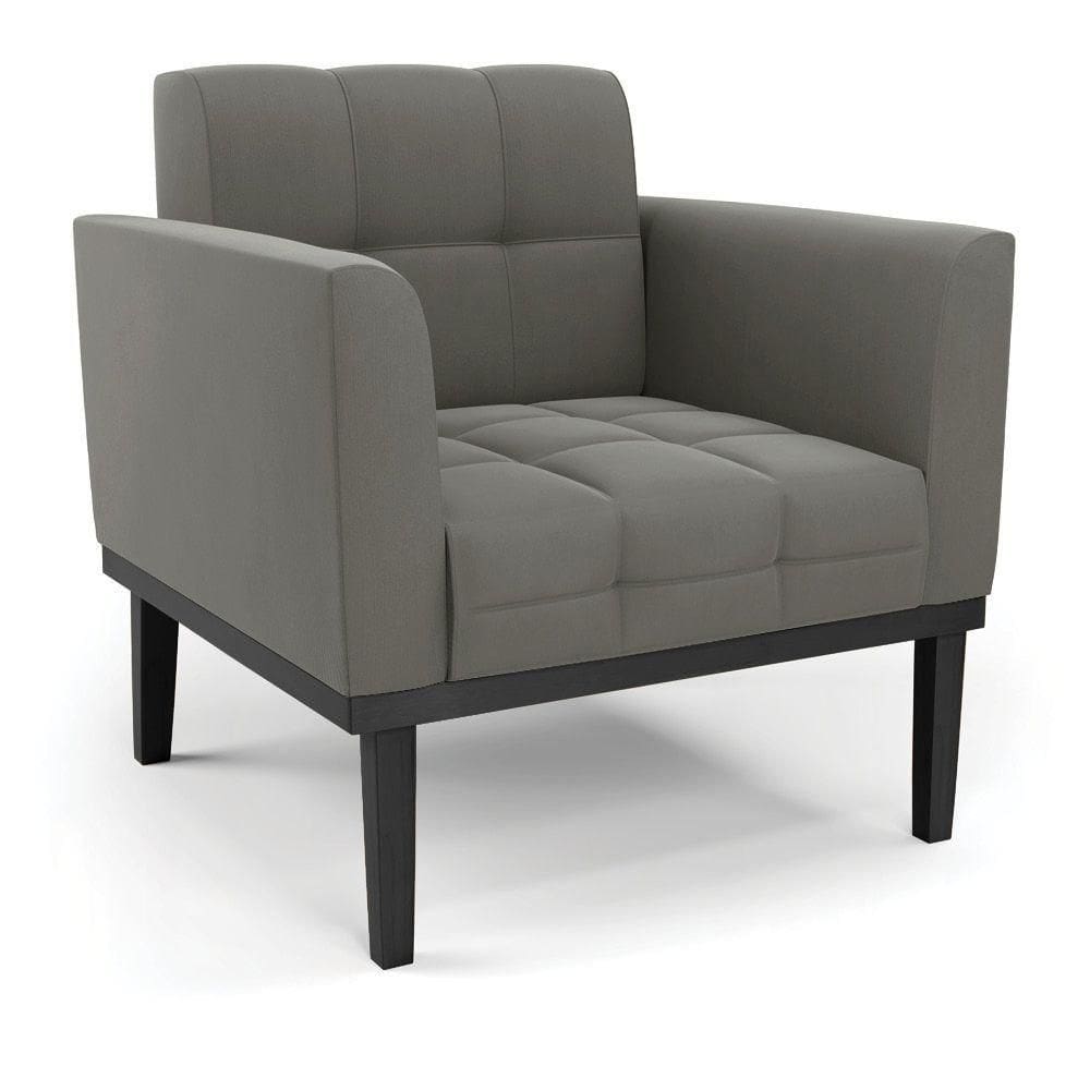 Poltrona Base De Madeira Fixa Preto Elisa Suede D03 - D`rossi Cor Grafite