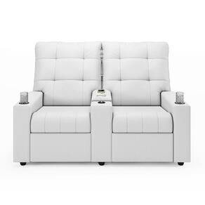 Poltrona Reclinável Para Cinema Parma 2 Lugares Baú Usb Pu Fh1 - D`rossi Cor Branco