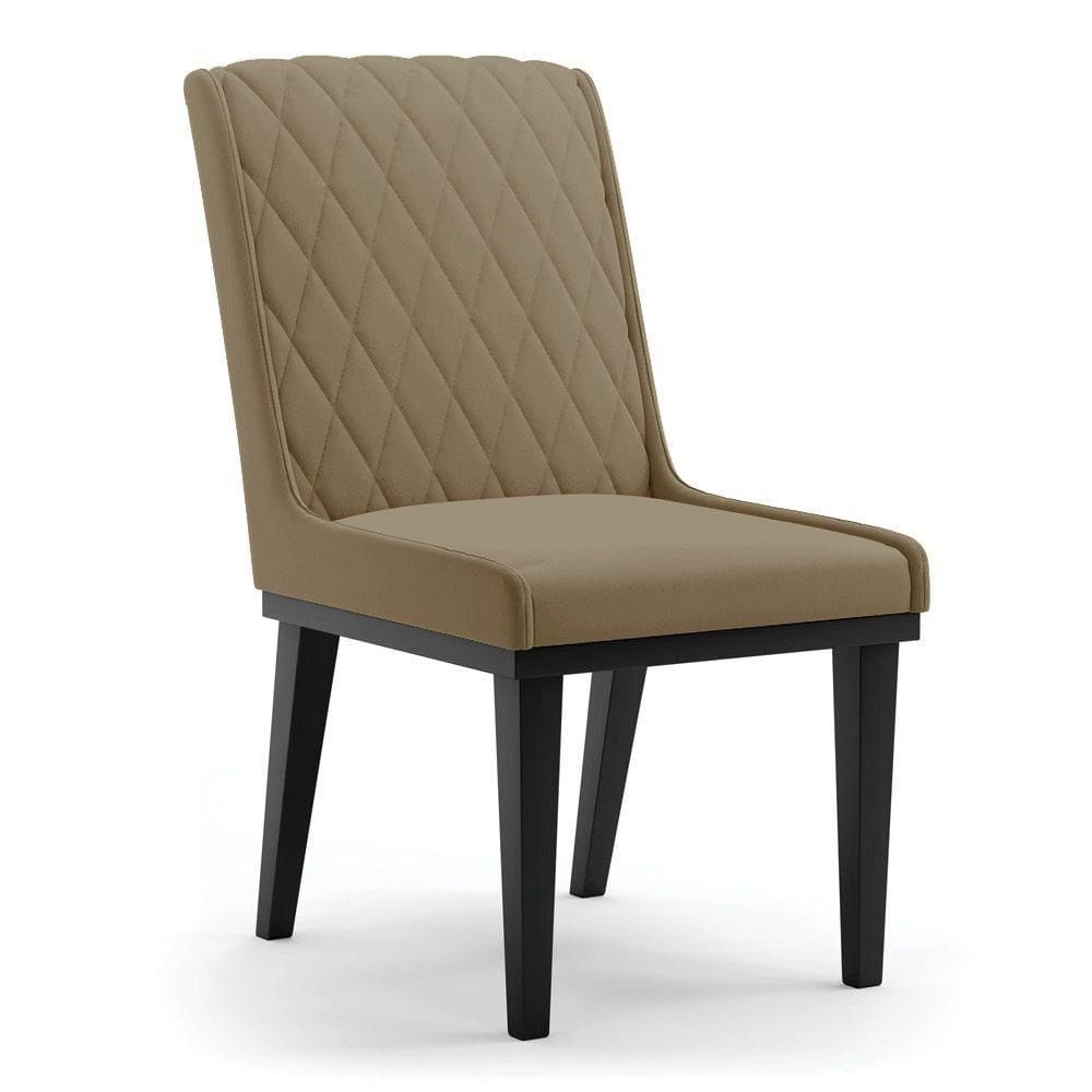 Cadeira Sala De Jantar Base Madeira Preto Sofia Suede Marrom Rato D03 - D`rossi