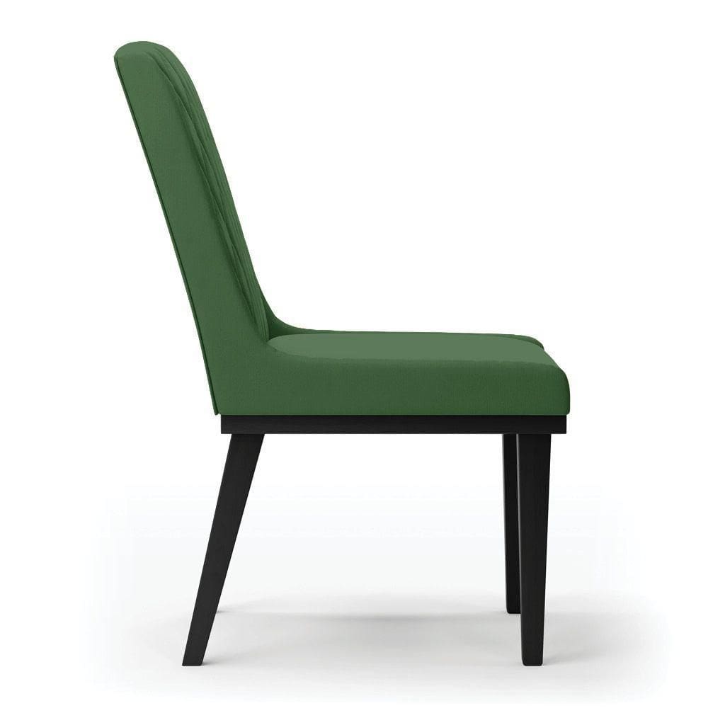 Cadeira Sala De Jantar Base Madeira Preto Sofia Suede D03 - D`rossi Cor Verde