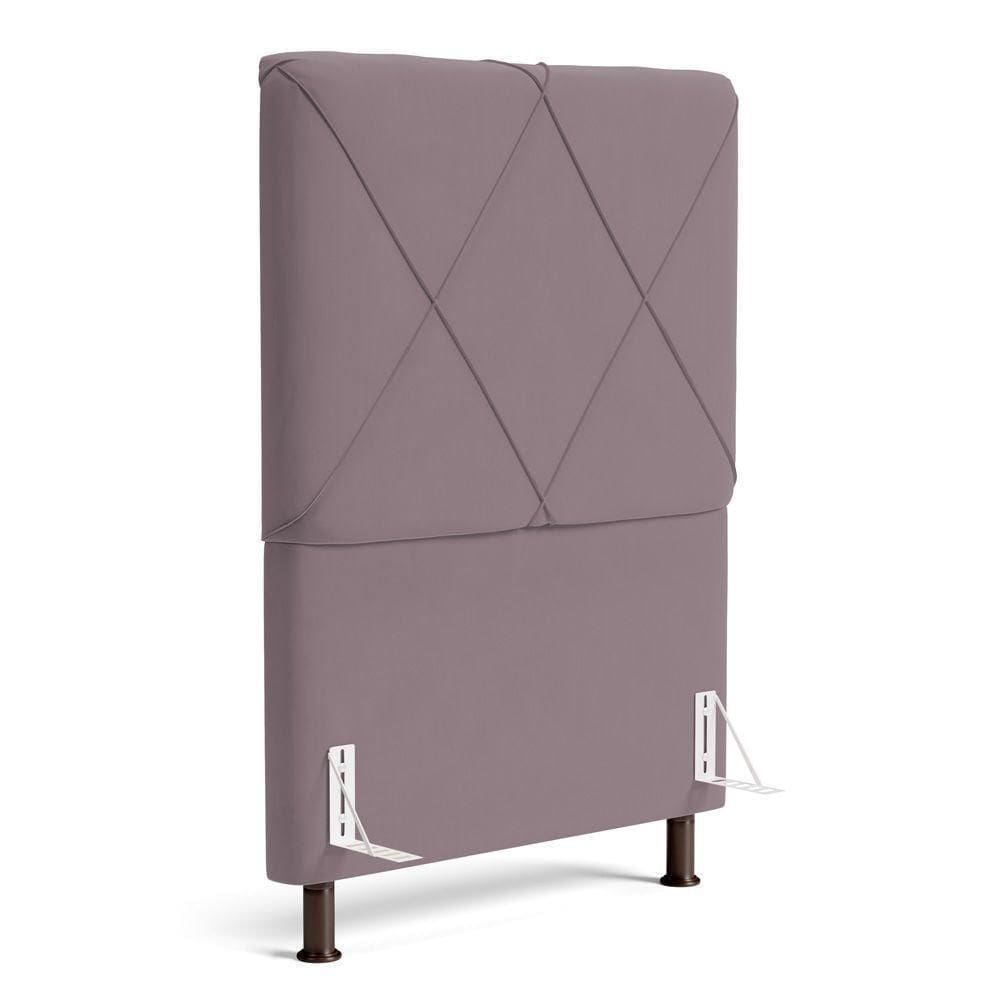 Cabeceira Cama Box Solteiro Mel 90cm Com Frame Veludo Rosê - Desk Design