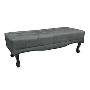 Puff Recamier Retrô Luis Xv Captonê Quarto Vicenza 90cm Veludo Cinza S04 - D`rossi