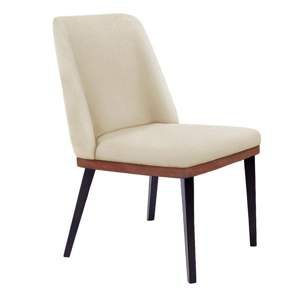 Cadeira De Jantar Bahia Suede Pés Chanfrado Tabaco - D`rossi Cor Bege
