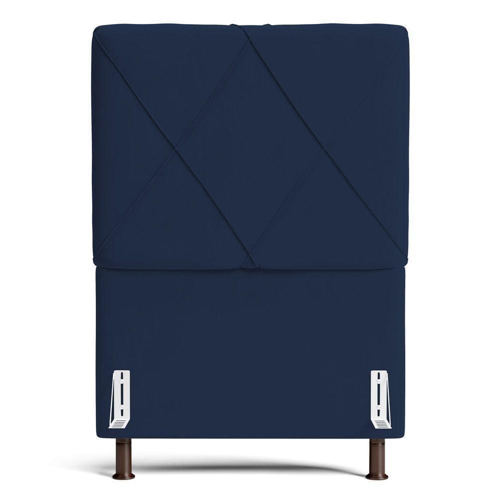 Cabeceira Cama Box Solteiro Mel 90cm Com Frame Suede Azul Marinho - Desk Design