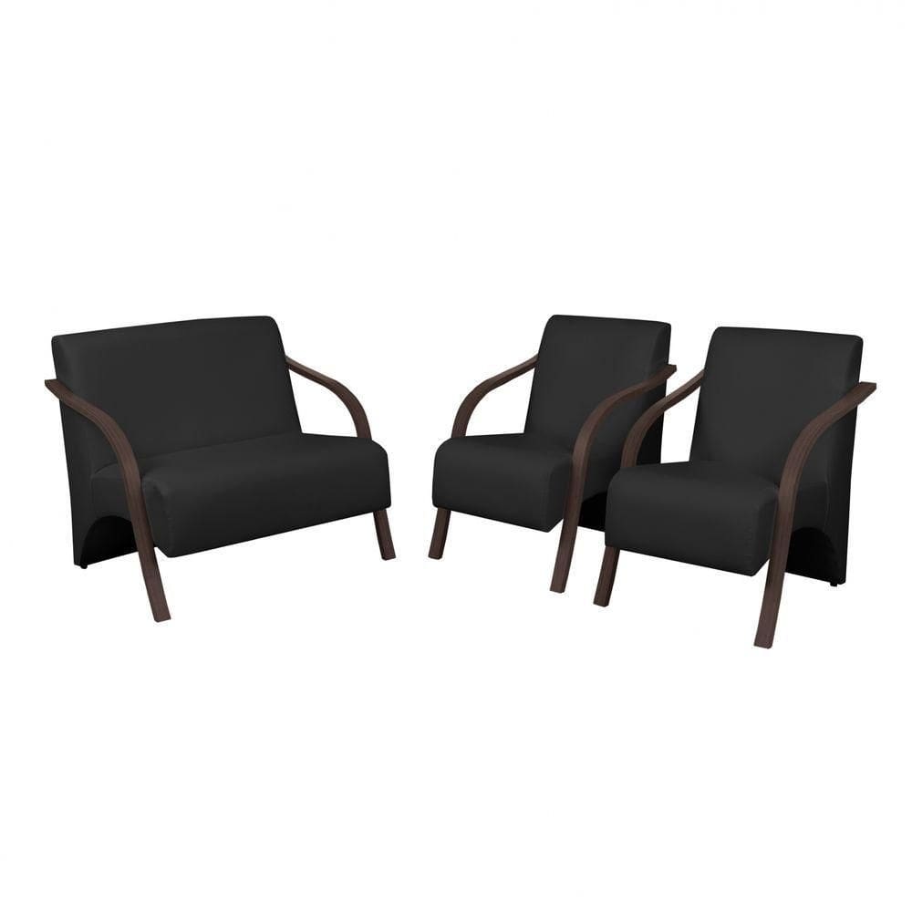 Conj 1 Namoradeira 2 Poltronas De 1 Lugar Escritório Suede