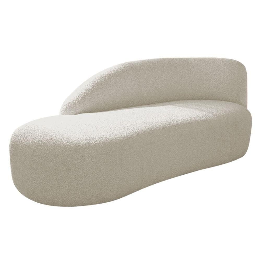 Divã Recamier Luna 160cm Lado Esquerdo Bouclé - Adj Decor Cor Bege