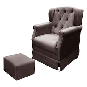 Poltrona Cadeira De Amamentação Balanço E Puff Ternura Suede Star Confort Café