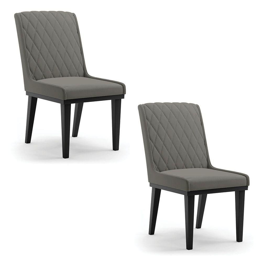 Cadeira Sala De Jantar Base Madeira Preto Kit 2 Sofia Suede Grafite D03 - D`rossi